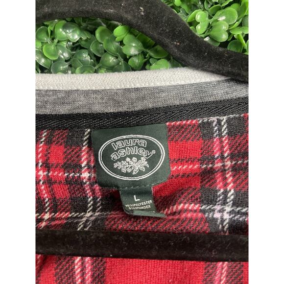 Laura Ashley Pajama Set Size L Red Tartan Plaid Holiday Flannel Cozy - Picture 9 of 10